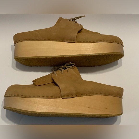 BRYR Zoe Monochrome Platform Wooden Clog with Kilt Size 12 - Picture 7 of 13